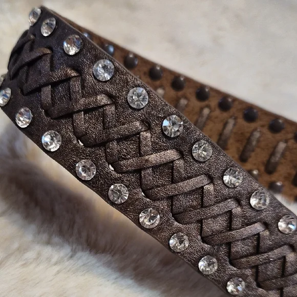 Genuine Leather Western-Style Belt with Ornate Buckle - Brown - Picture 6 of 7